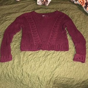 So Maroon Burgundy knit cropped sweater